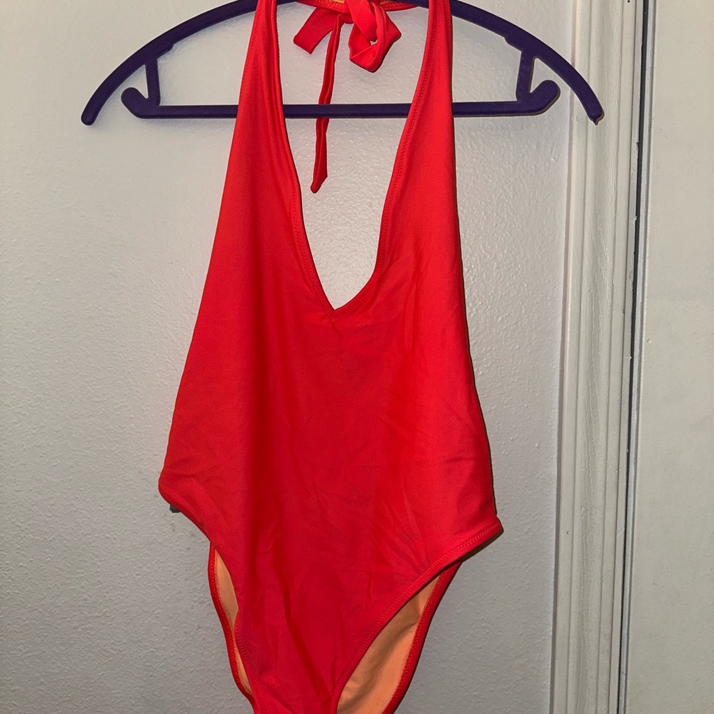 Aerie Red and Orange Halter One Piece